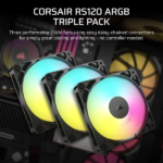 Bộ 3 quạt máy tính Corsair RS120 ARGB Black/White NEW - Ảnh 3