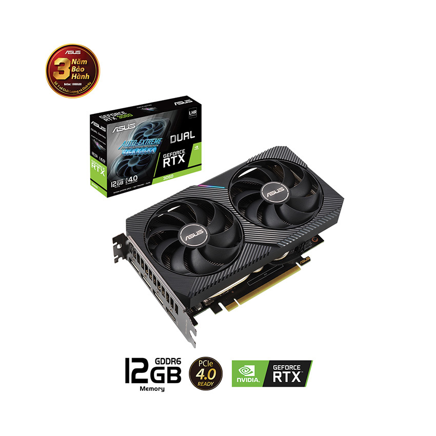 Card màn hình ASUS Dual GeForce RTX 3060 V2 12GB GDDR6 (DUAL-RTX3060-12G-V2)