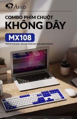 Phím chuột không dây AKKO MX108 (Bluetooth – 2.4Ghz – Black & Cyan / Blue on White) - Ảnh 2