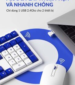 Phím chuột không dây AKKO MX108 (Bluetooth – 2.4Ghz – Black & Cyan / Blue on White) - Ảnh 7