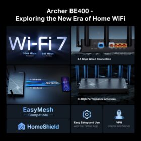 Thiết bị mạng TP-LINK Router Wifi 7 Archer BE400 Băng Tần Kép BE6500 - Ảnh 4
