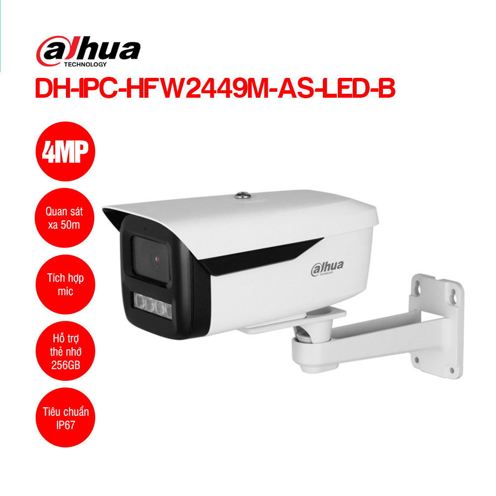 DAHUA DH-IPC-HFW2449M-AS-LED-B Camera IP 4MP DAHUA DH-IPC-HFW2449M-AS-LED-B - Ảnh 1