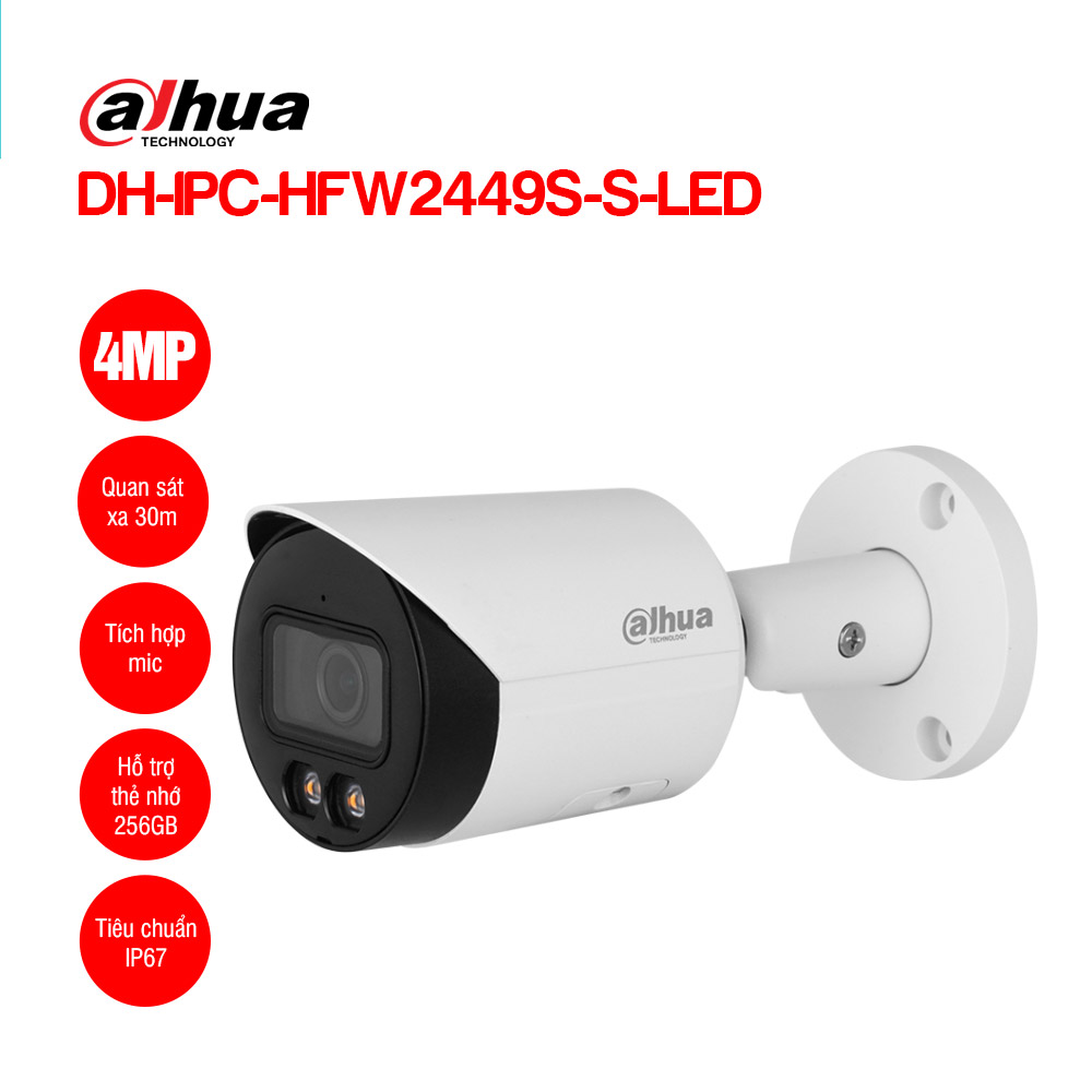 DAHUA DH-IPC-HFW2449S-S-LED Camera IP 4MP DAHUA DH-IPC-HFW2449S-S-LED - Ảnh 1