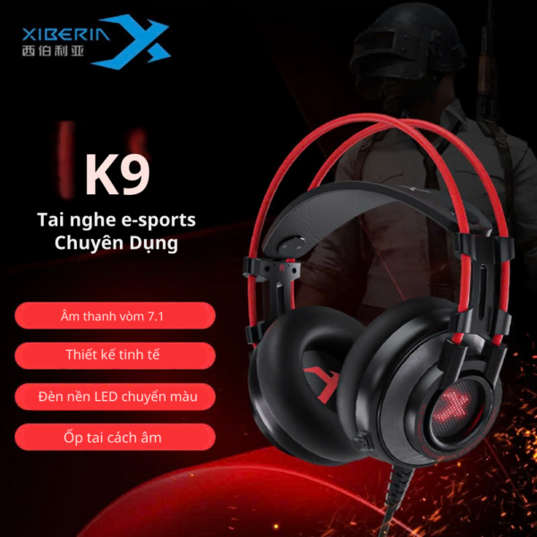 Tai nghe gaming Xiberia K9 Black Red
