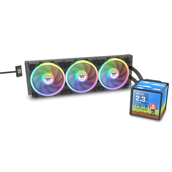 Tản nhiệt CPU Thermaltake MINECUBE 360 Ultra ARGB (4 màn hình LCD) (Đen)